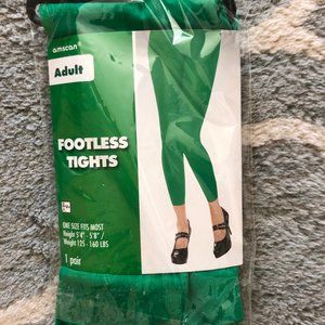 Green Footless Tights Adult One Size